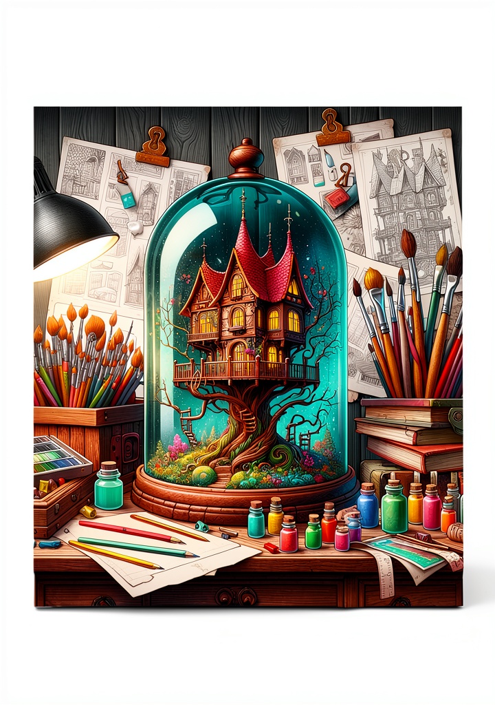 Viewing Tiny Marvels: Crafting Miniature Worlds Kindle Edition on a wooden desk
